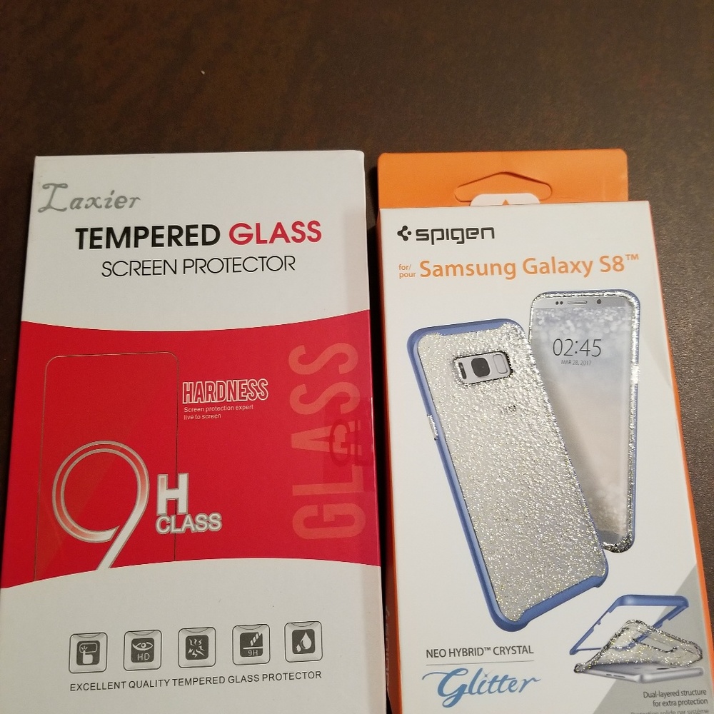 Samsung S8 spigen cover and screen protector